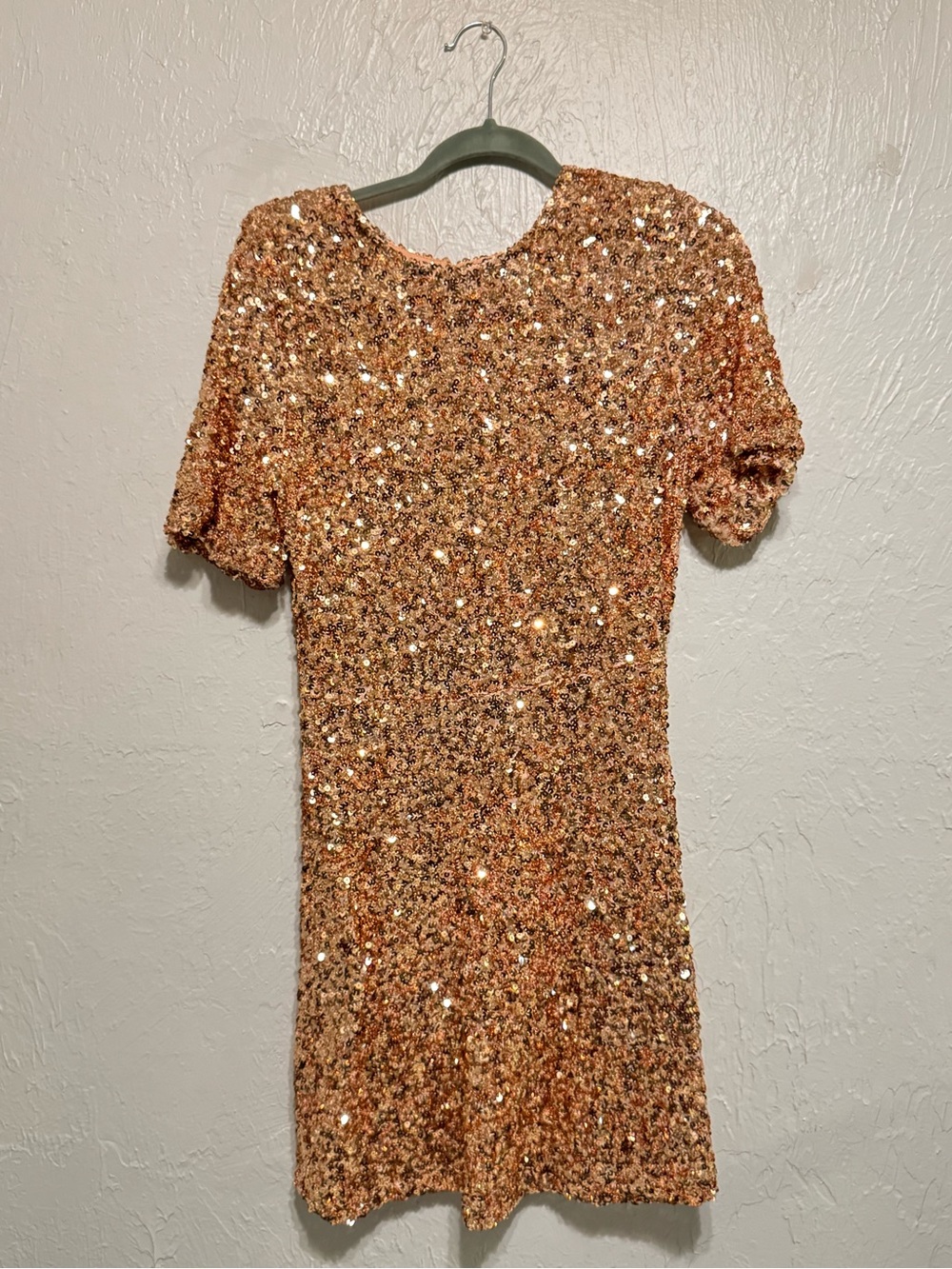 Short Rose Gold Sequin Mini Dress
